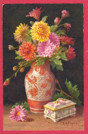 AE335 FANTAISIES FLEURS DALHIAS SIGNEE R.A FOSTER - - Flowers