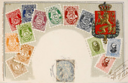 C.P.A. Carte Postale Philatélique Gaufrée Avec Armoiries - Représentation De Timbres Poste Anciens De NORVEGE - TBE - Stamps (pictures)