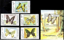 783  Butterflies - Papillons - Laos Yv 1014-18 + B - MNH - 2,75 (15) - Vlinders