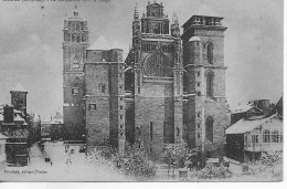 12 - Rodez - La Cathédrale Sous La Neige    -**CPA Vierge** - Rodez
