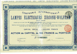 Internationale Des LAMPES ÉLECTRIQUES ZIRCONE - WOLFRAM - Electricité & Gaz