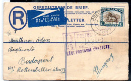 SOUTH AFRICA - 1936 -REG AIRMAIL COVER PRETORIA TO HUNGARY VIA GREECE, VARIOUS BACKSTAMPS - Lettres & Documents