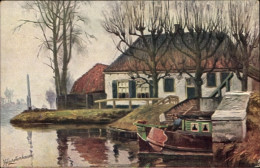 Artiste CPA Gerstenhauer, J. G., Niederländisches Motiv, Wohnhaus Am Wasser, Boot - Other & Unclassified