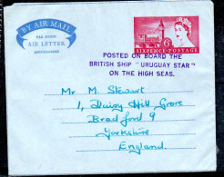 GREAT BRITAIN -1960 AIR LETTER TOYORKSHIRE POSTED AT SEA URUGUAY STAR - Covers & Documents