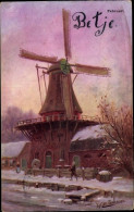 Artiste CPA Gerstenhauer, J. G., Windmühle, Allegorie, Februar - Other & Unclassified