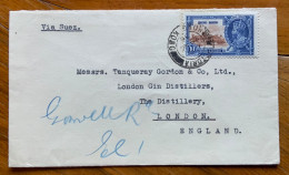 HONG KONG - 1935  Emissione Giubilare 10 C. Su BUSTA VIA SUEZ FROM HONG KONG 29/11/35 To LONDON - Lettres & Documents