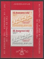 JUGOSLAWIEN Block 21, Postfrisch **, Kongress Des Bundes Der Kommunisten Jugoslawiens, Belgrad 1982 - Blocchi & Foglietti
