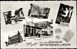 CPA Offenbach Am Main Hessen, Messehalle, Eingang U. Inneres, Messecafé, Marienkirche, Schloss - Autres & Non Classés