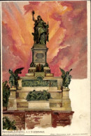 Artiste Lithographie Pfaff, C., Rüdesheim Am Rhein, Nationaldenkmal Auf Dem Niederwald - Autres & Non Classés