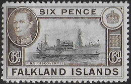 1938 Falkland Islands George VI 6d. Slate-black Deep Brown MNH SG N. 155 - Other & Unclassified