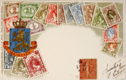 C.P.A. Carte Postale Philatélique Gaufrée Avec Armoiries -Représentation De Timbres Poste Anciens Des PAYS-BAS - TBE - Stamps (pictures)