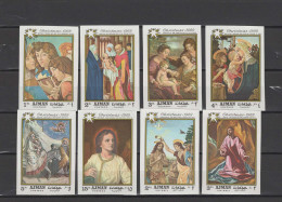 Ajman 1969 Paintings Correggio, Botticelli, El Greco, Etc. Christmas Set Of 8 Imperf. MNH - Religieux