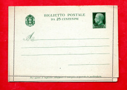 ITALIA - BIGLIETTO POSTALE - 1935 - IMPERIALE Formato Grande. C. 25. B 31-  NUOVO - Stamped Stationery