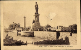 CPA Port Said Ägypten, Statue De Ferdinand De Lesseps, Denkmal, Leuchtturm - Autres & Non Classés