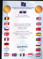 Document Vierge Organisation Du Traité De L'Atlantique Nord  Attestation Médaille De L'Otan - Drapeaux - Documenti