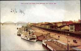 CPA St. Louis Missouri USA, The Levee Und Neue Freie Brücke - Autres & Non Classés