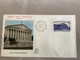 Paris Palais Bourbon 1971 - Flamme à Vagues Sur Timbre Concordant - Assemblée Nationale - Mechanical Postmarks (Advertisement)