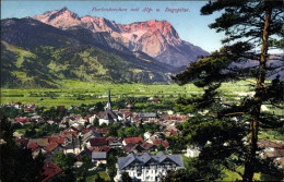 CPA Garmisch Partenkirchen In Oberbayern, Ortspanorama Mit Alpspitze Und Zugspitze - Andere & Zonder Classificatie