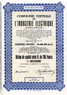 Compagnie Centrale De L'INDUSTRIE ÉLECTRIQUE - Elektriciteit En Gas