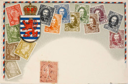 C.P.A. Carte Postale Philatélique Gaufrée Avec Armoiries -Représentation De Timbres Poste Anciens Du DUCHE Du LUXEMBOURG - Briefmarken (Abbildungen)
