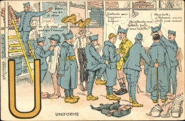 Buchstaben CPA Buchstabe U, Französische Soldaten, Uniform, Kleiderkammer - Autres & Non Classés