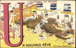 Buchstaben CPA Buchstabe U, Französische Soldaten, Schlafstube - Autres & Non Classés