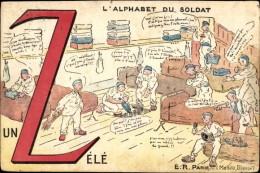 Buchstaben CPA Buchstabe Z, Französische Soldaten Beim Putzen - Autres & Non Classés