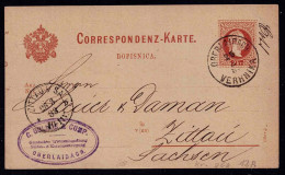 Correspondenz - Karte  Mit Eingedruckter Marke Gestempelt Oberlaibach 26.8.1883 Nach Zittau 28.3.83 - Other & Unclassified