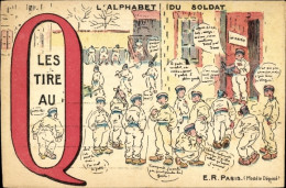 Buchstaben CPA Buchstabe Q, Französische Soldaten, Tire-au-Q - Autres & Non Classés