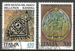 Italien 1990, MiNr. 2154 - 2155; Mosaikkunst Im Parco Della Pace, Ravenna, Alb. 05 - 1981-90: Oblitérés