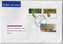 Canada 1997 Airmail Cover Sent From Sicamous To São José Brazil 3 Commemortive Stamp Coast Boreal Forest Snowlower Truck - Covers & Documents