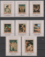Ajman - Manama 1971 Nude Paintings Correggio, Raphael, Titian, Botticelli Etc. Set Of 8 S/s Imperf. MNH -scarce- - Nus