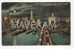 Cpa Photo " Lower Manhattan From Brooklyn Bridge Tower By Night,New York City " - Brooklyn