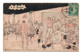 Carte Postale Ancienne - A La Douche - Usure Du Temp - Humoristiques