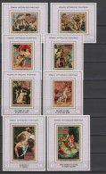 Ajman - Manama 1971 Nude Paintings Correggio, Veronese, Rubens, Delacroix Etc. Set Of 8 S/s Imperf. MNH -scarce- - Nus