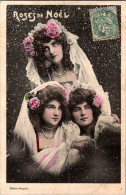 Carte    - Belles  Femmes  , Roses De Noêl       AQ1024  Bergeret - Femmes