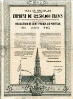 VILLE De BRUXELLES: Emprunt De 1905 - Banco & Caja De Ahorros