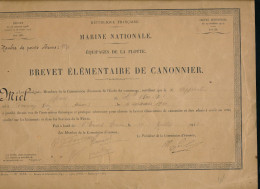 1928 à Bord Du Bateau Ernest Renan Brevet  élémentaire De Canonnier Miel Henry - Marine Nationale équipages - Bateaux
