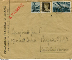 Democratica Cent. 40 + Posta Aerea 1 Su Busta Aperta (Stampe) Per Gli USA - 1946-60: Marcophilia