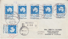 TAAF 1991 Antarctic Treaty Registered Letter Ca Dumont D'Urvile 23.6.1981 Ca Longyearbyen 12.1.1982 (AW201) - Covers & Documents