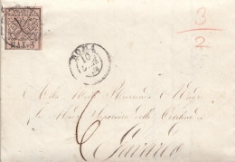2541 - PONTIFICIO - Lettera Con Testo Del 10 Gennaio 1854 Da Roma A Gavardo Con 5 Baj Rosa - Etats Pontificaux