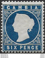 1880-81 Gambia Queen Victoria 6d. Wmk Inverted MLH SG N. 18Bw - Altri & Non Classificati