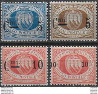 1892 San Marino Nuovi Valori 4v. Sup MNH Sassone N. 8/11 - Andere & Zonder Classificatie