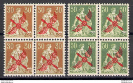 1919 Svizzera , Posta Aerea , Blocchi Di Quattro A1/A2 , GOMMA ORIGINALE ED INTE - Sonstige & Ohne Zuordnung