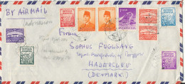 Indonesia Air Mail Cover Sent To Denmark 21-4-1954 With A Lot Of Stamps - Indonesien