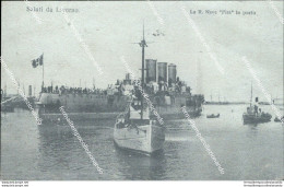 Ce575 Cartolina Saluti Da Livorno La R.nave Pisa In Porto 1913 Toscana - Perugia