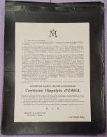 GEORGINE COMTESSE HYPPOLYTE  D'URSEL / BRUXELLES 1926 - Todesanzeige