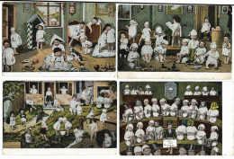 4 Cpa Bébés Multiples Et Pot De Chambre, Série 152, 1/4 Envoyée 1906 - Babies