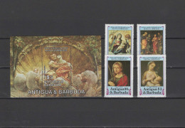 Antigua 1984 Paintings Correggio Set Of 4 + S/s MNH - Religious