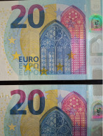 PAIR OF CORRELATIVE 20 EURO SPAIN ESPAÑA V006A1 DRAGHI UNC - 20 Euro